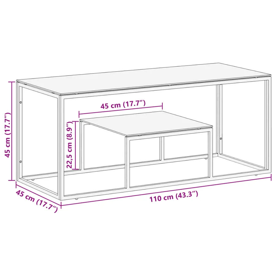 Table basse doré acier inoxydable et verre trempé - 8