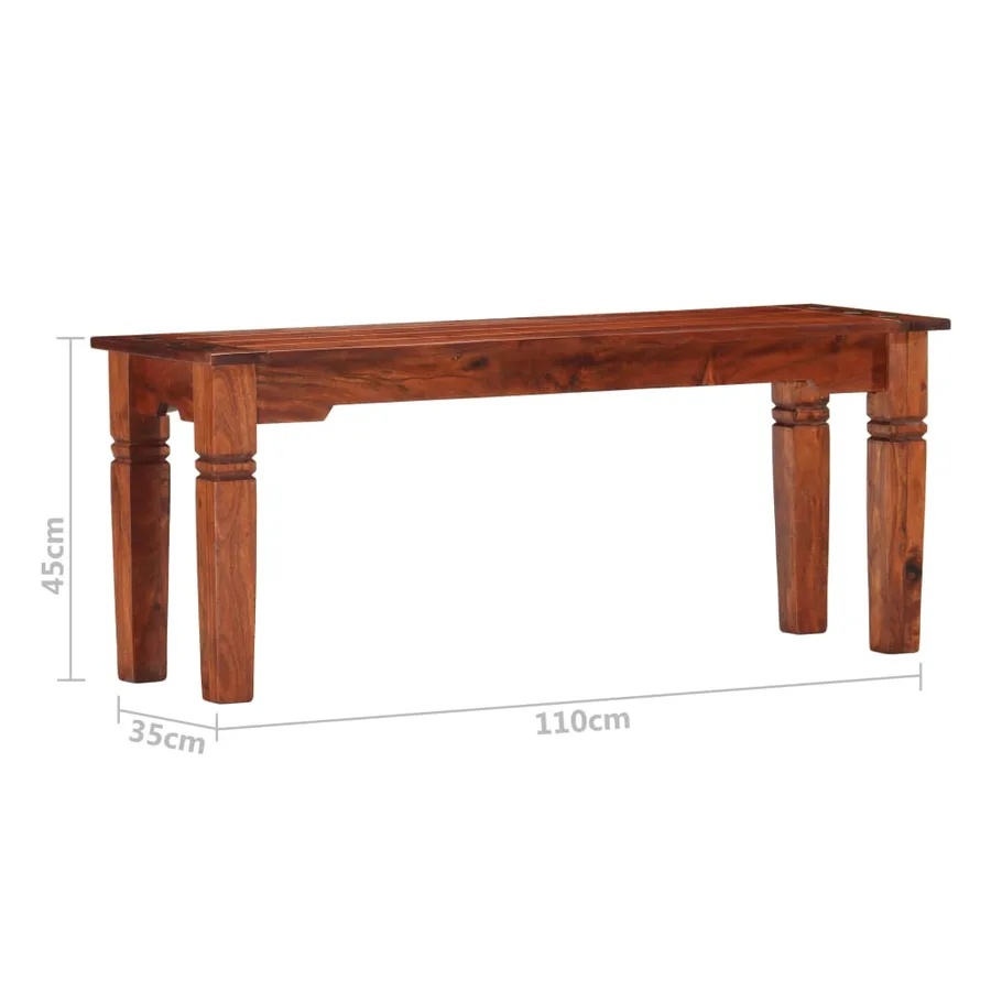 Banc 110 cm Bois d'acacia solide - 6