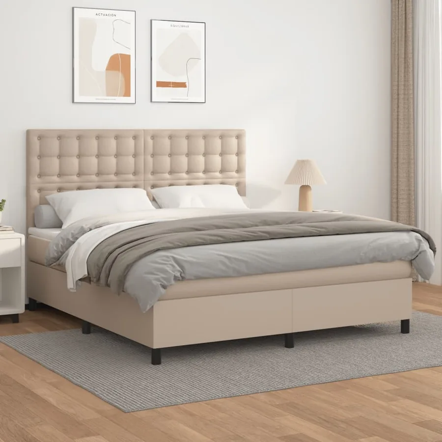 Sommier à lattes de lit avec matelas Cappuccino 160x200 cm