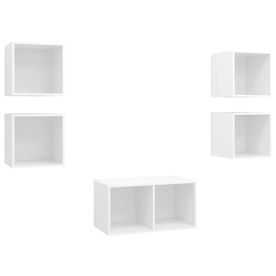 Ensemble de meuble TV 5 pcs Blanc Bois d'ingénierie - 2