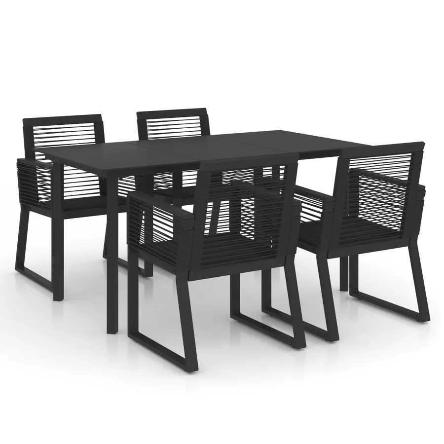 Ensemble à manger d'extérieur 5 pcs Rotin PVC Noir - 2