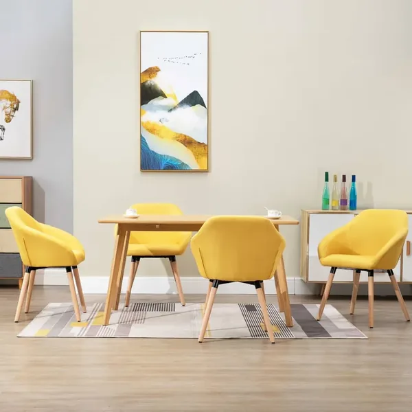 Chaises à manger lot de 4 jaune tissu
