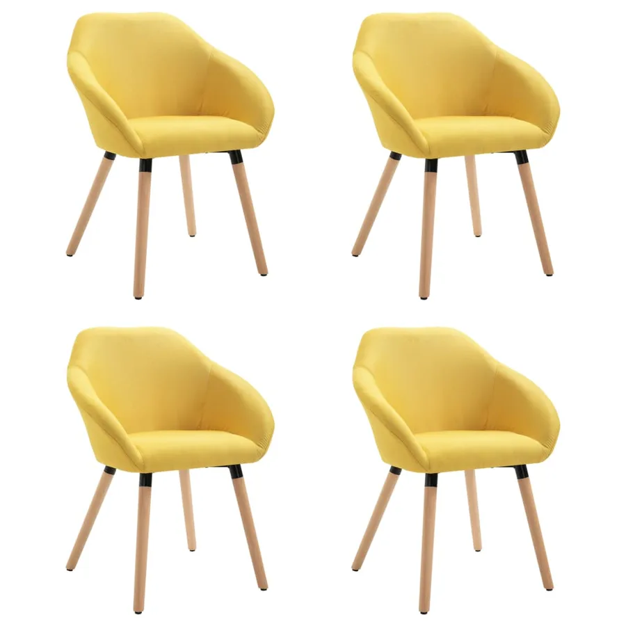 Chaises à manger lot de 4 jaune tissu - 2