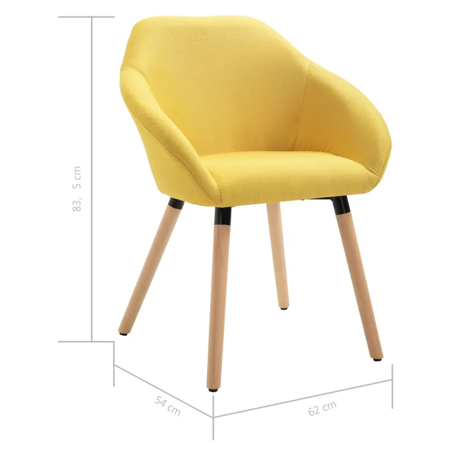 Chaises à manger lot de 4 jaune tissu - 8