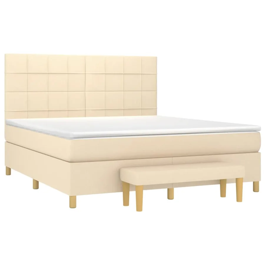 Sommier à lattes de lit avec matelas Crème 180x200 cm Tissu - 3