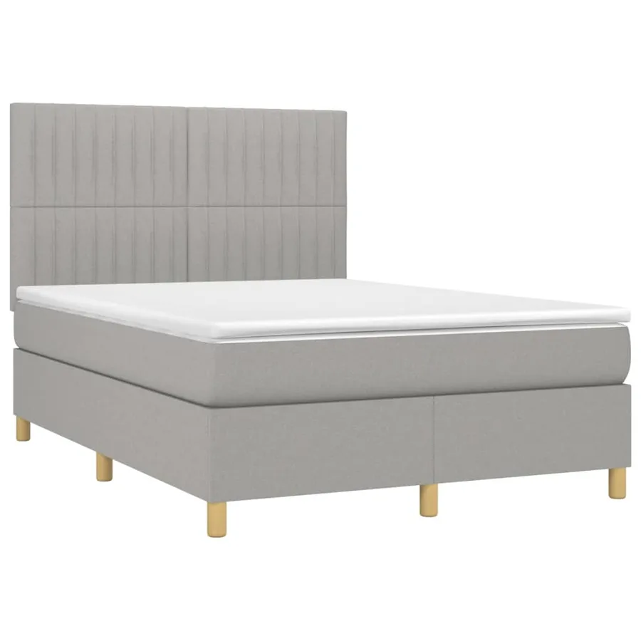 Sommier à lattes de lit et matelas et LED Gris clair 140x200 cm - 3