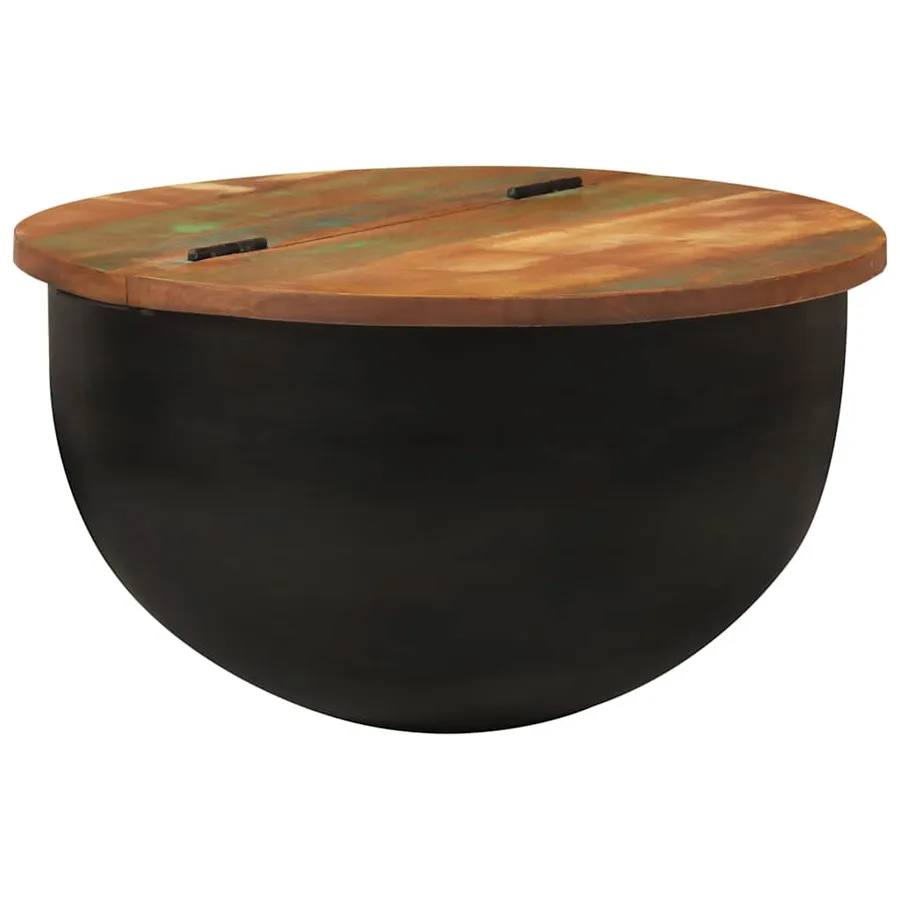 Table basse noir 50x27 cm bois de récupération massif - 10