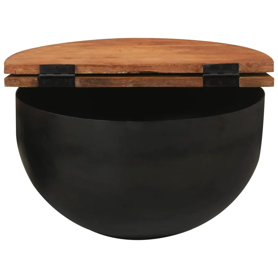 Table basse noir 50x27 cm bois de récupération massif - 4
