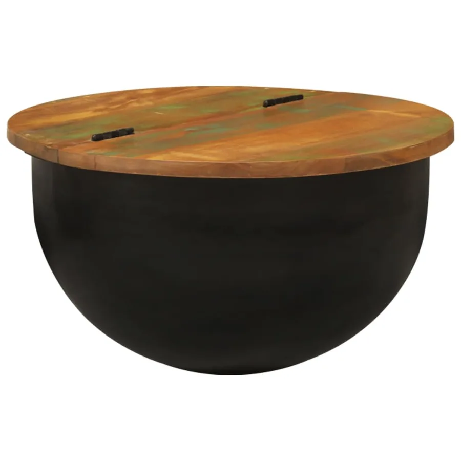 Table basse noir 50x27 cm bois de récupération massif - 8