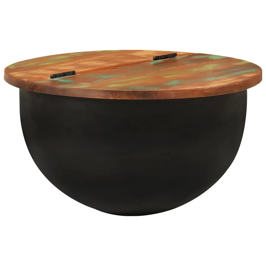 Table basse noir 50x27 cm bois de récupération massif - 9
