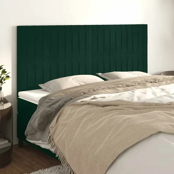 Tête de lit Vert foncé 160x5x118/128 cm Velours