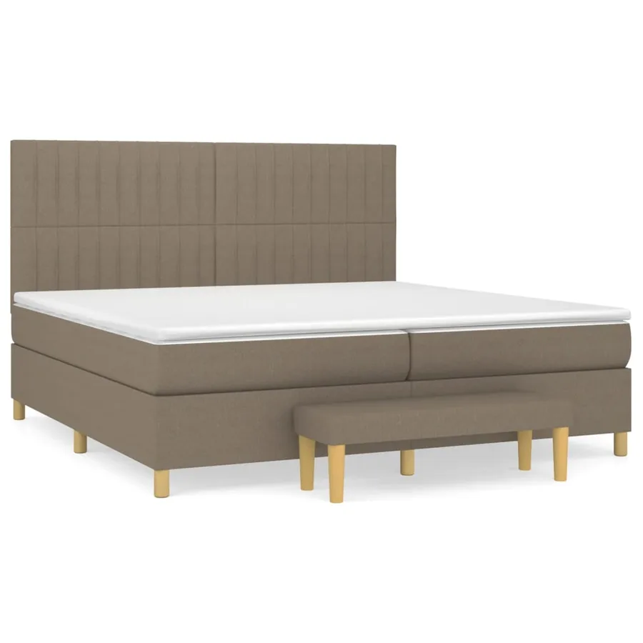 Sommier à lattes de lit avec matelas Taupe 200x200 cm Tissu - 2