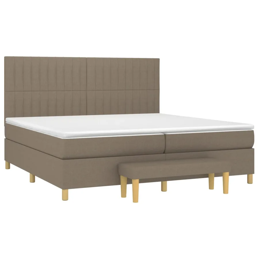 Sommier à lattes de lit avec matelas Taupe 200x200 cm Tissu - 3