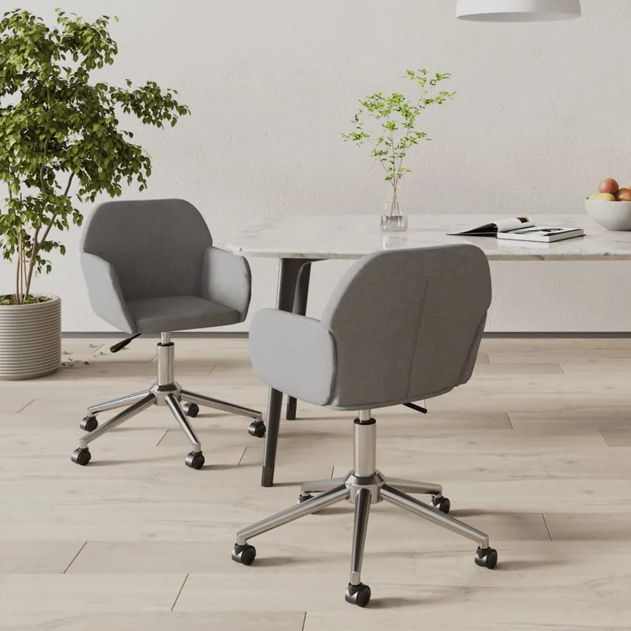 Chaises pivotantes à manger lot de 2 Gris clair Tissu