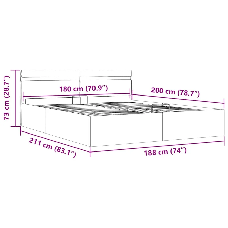 Cadre de lit à rangement hydraulique sans matelas avec LED - 13