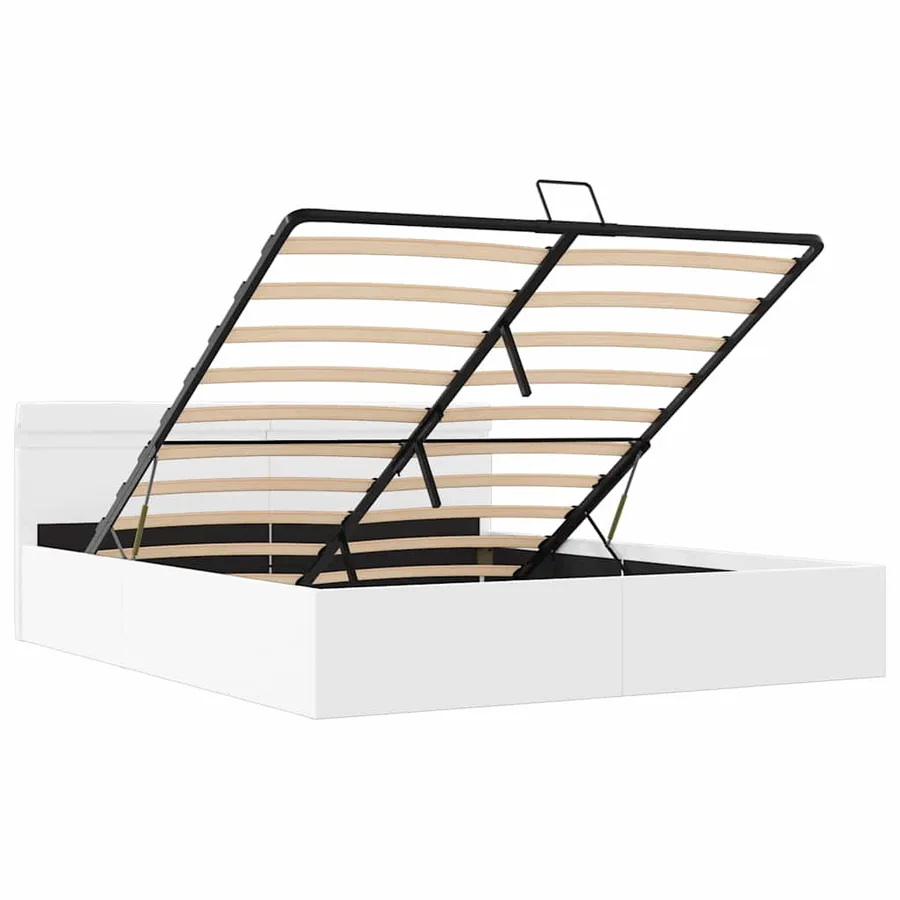 Cadre de lit à rangement hydraulique sans matelas avec LED - 9