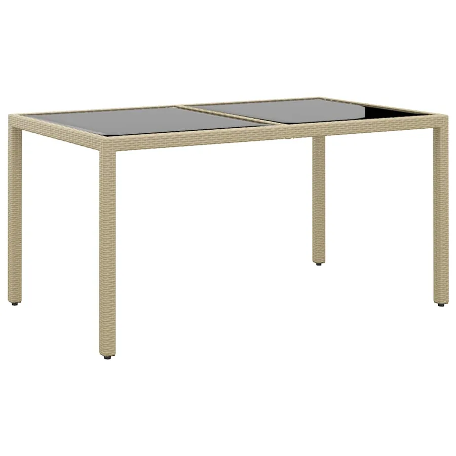Ensemble à manger de jardin 5 pcs Rotin verre trempé Beige - 5