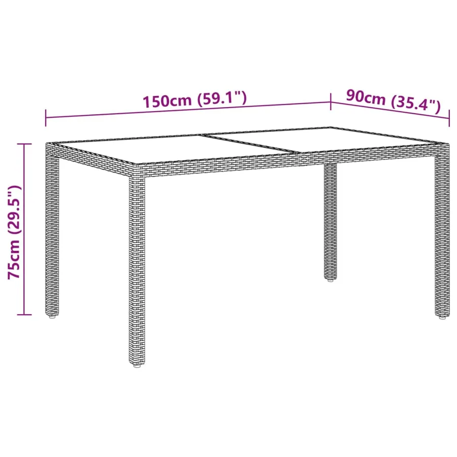Ensemble à manger de jardin 5 pcs Rotin verre trempé Beige - 8