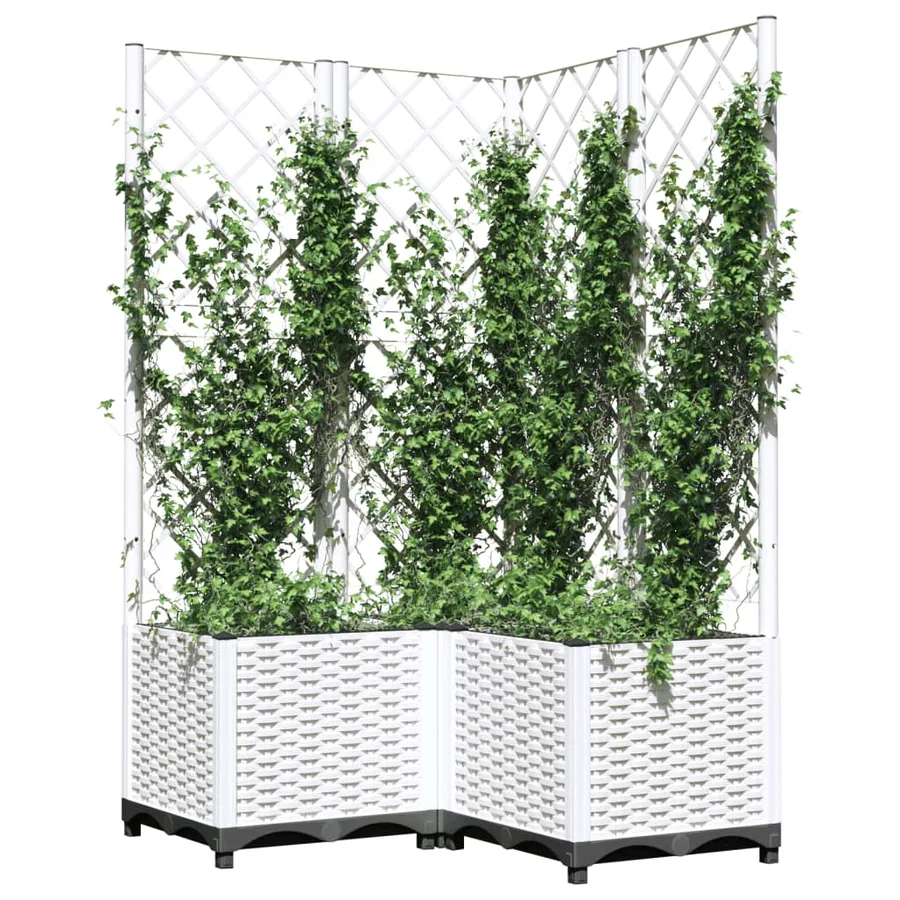 Jardinière avec treillis Blanc 80x80x136 cm PP - 7