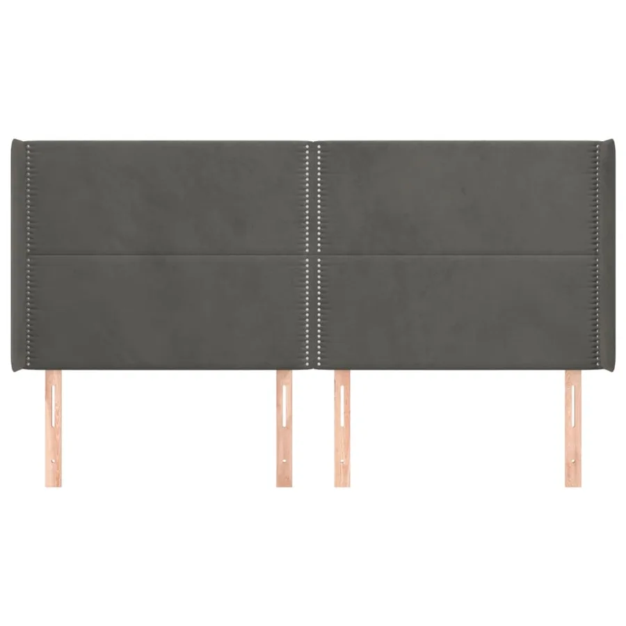 Tête de lit avec oreilles Gris foncé 183x16x118/128 cm Velours - 3