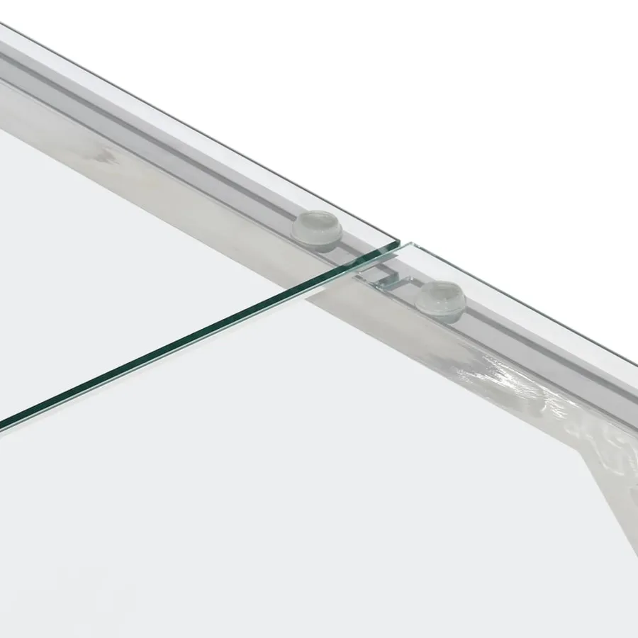 Table basse argenté acier inoxydable et verre trempé - 6