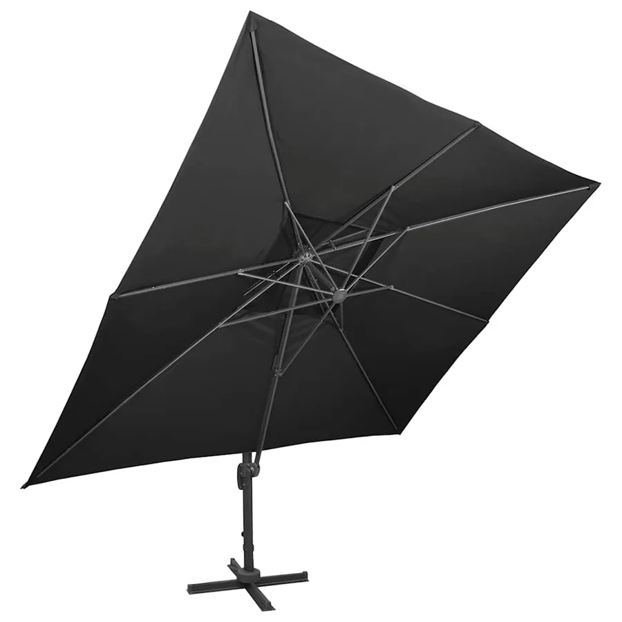 Parasol de jardin déporté avec double dessus noir 400 x 300 cm - 2