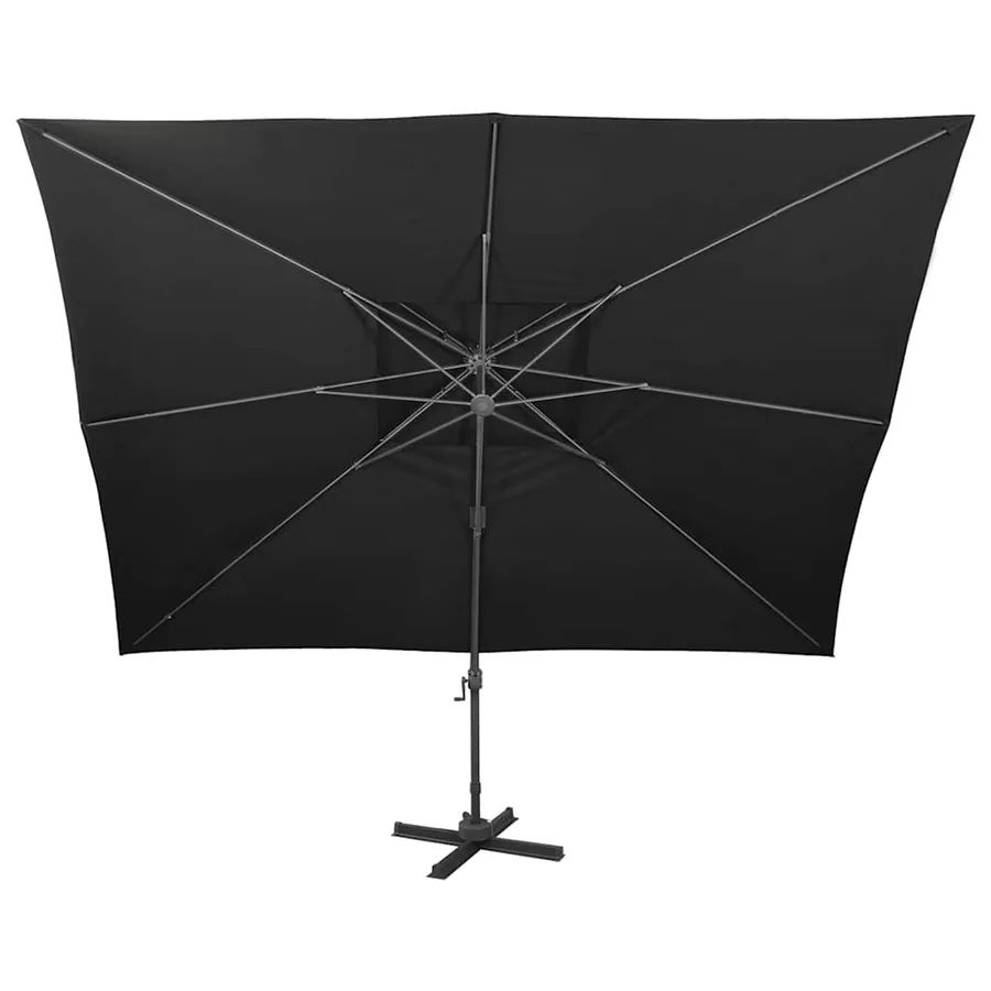 Parasol de jardin déporté avec double dessus noir 400 x 300 cm - 3