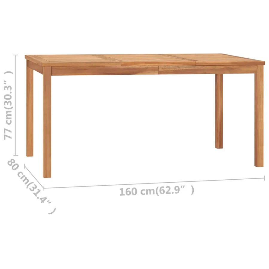Ensemble de salle à manger de jardin 7 pièces 160 x 80 cm en bois de teck massif - 15