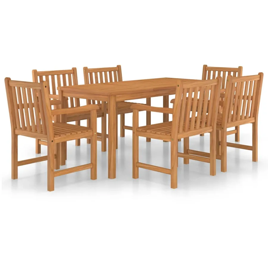 Ensemble de salle à manger de jardin 7 pièces 160 x 80 cm en bois de teck massif - 2
