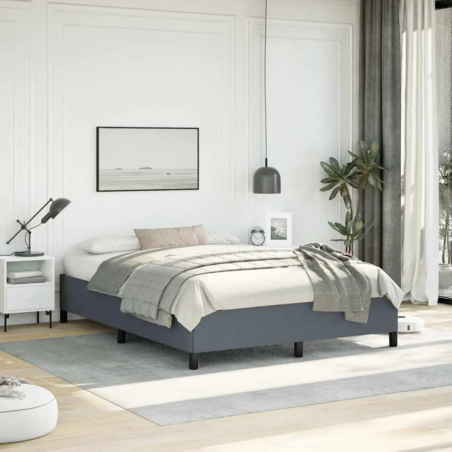Cadre de lit sans matelas gris foncé 137x190 cm velours
