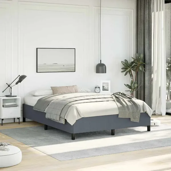 Cadre de lit sans matelas gris foncé 137x190 cm velours
