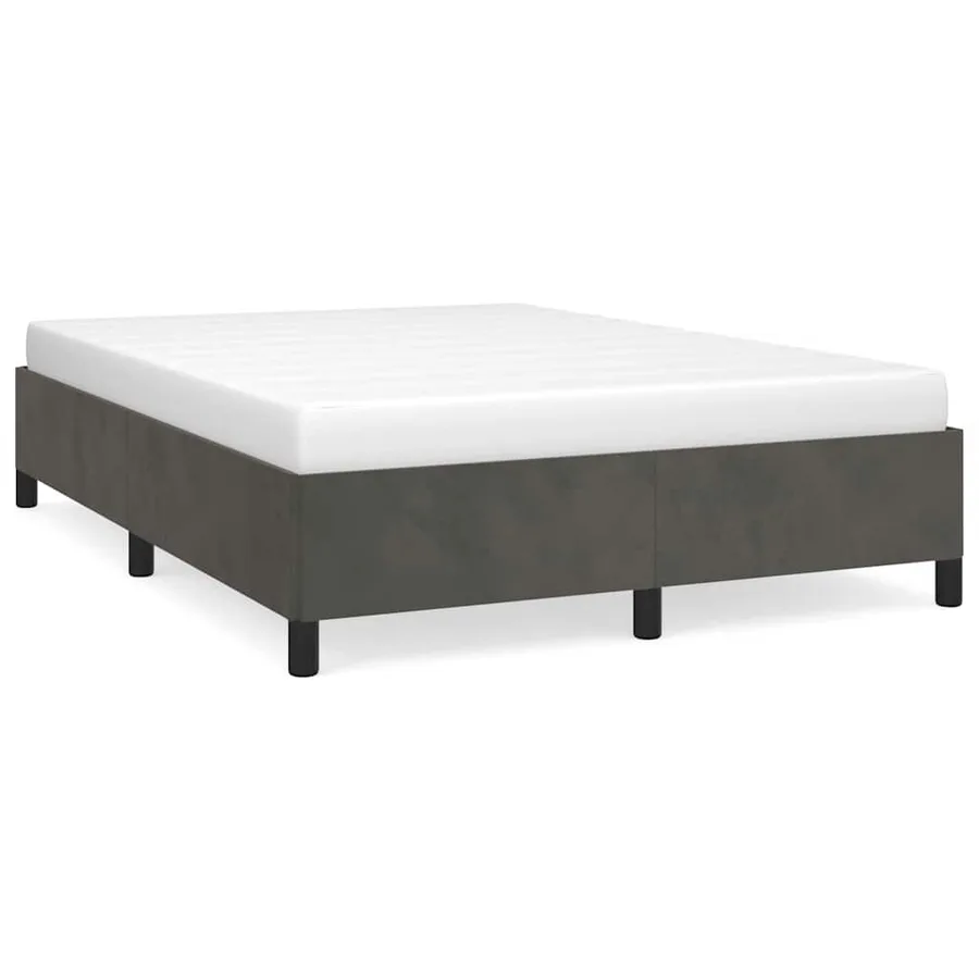 Cadre de lit sans matelas gris foncé 137x190 cm velours - 2