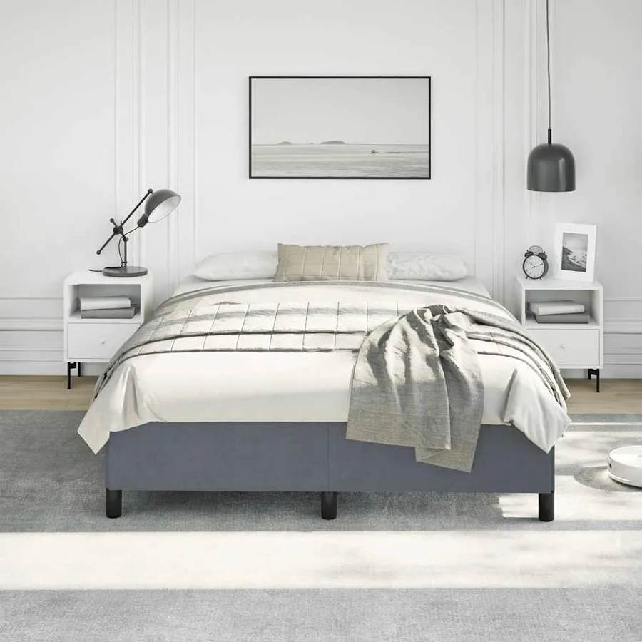Cadre de lit sans matelas gris foncé 137x190 cm velours - 3