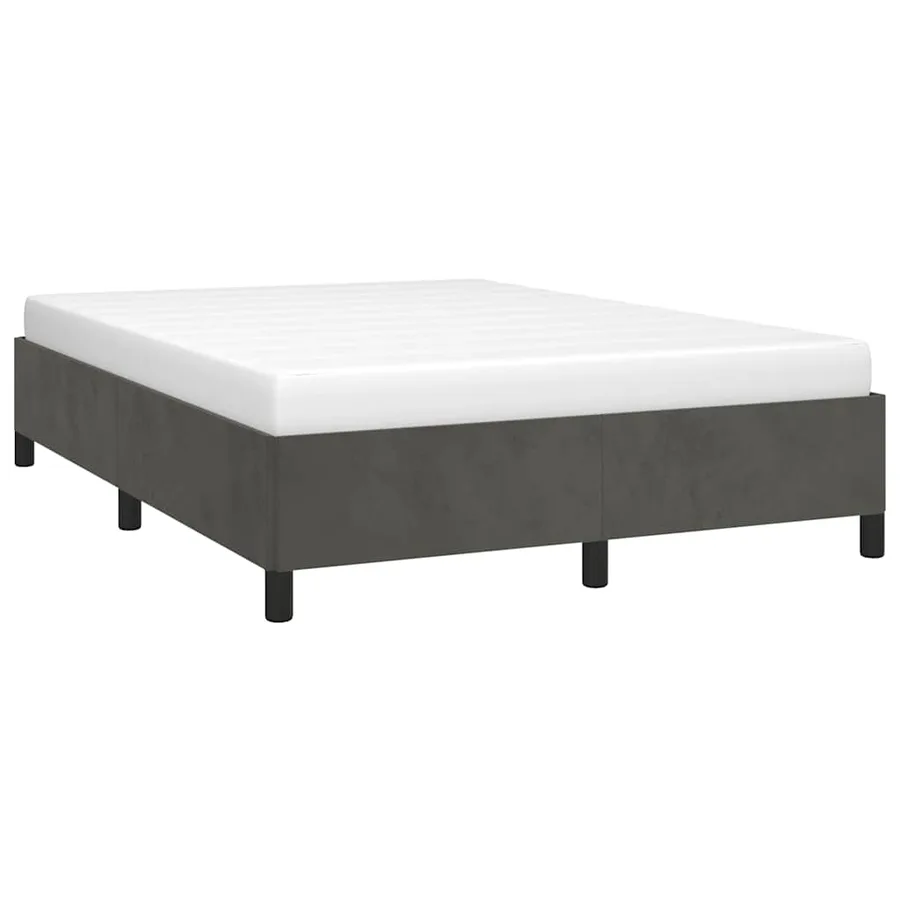 Cadre de lit sans matelas gris foncé 137x190 cm velours - 4