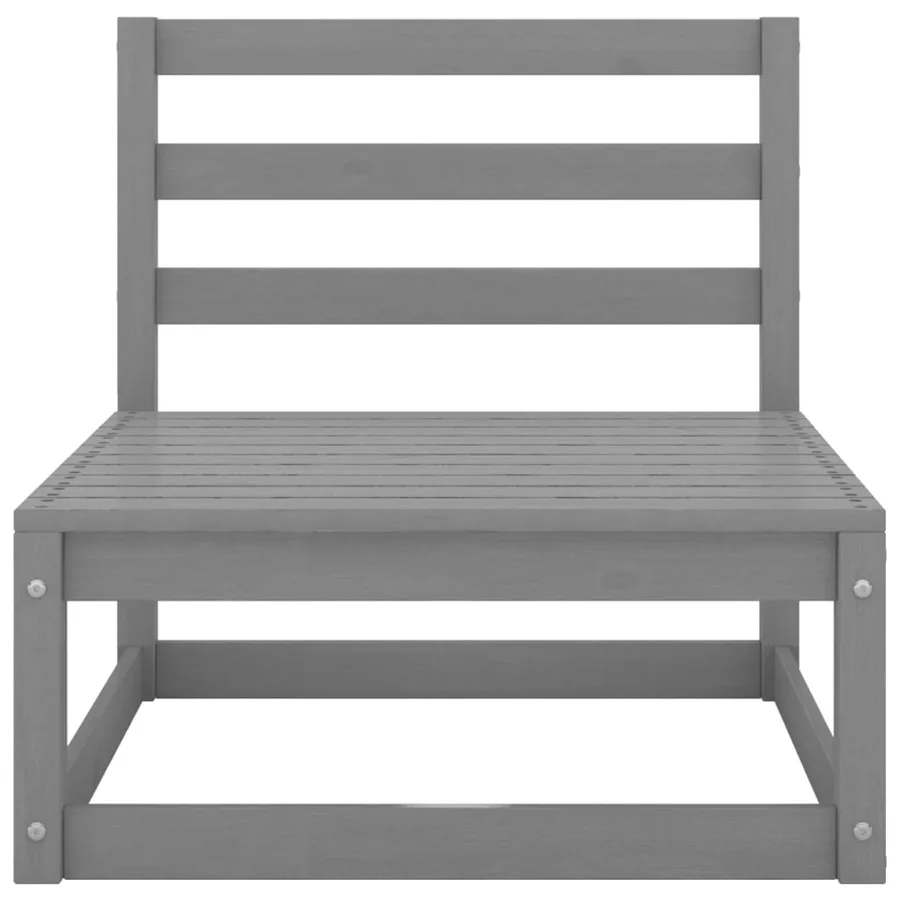 Salon de jardin 10 pcs gris bois de pin massif - 7