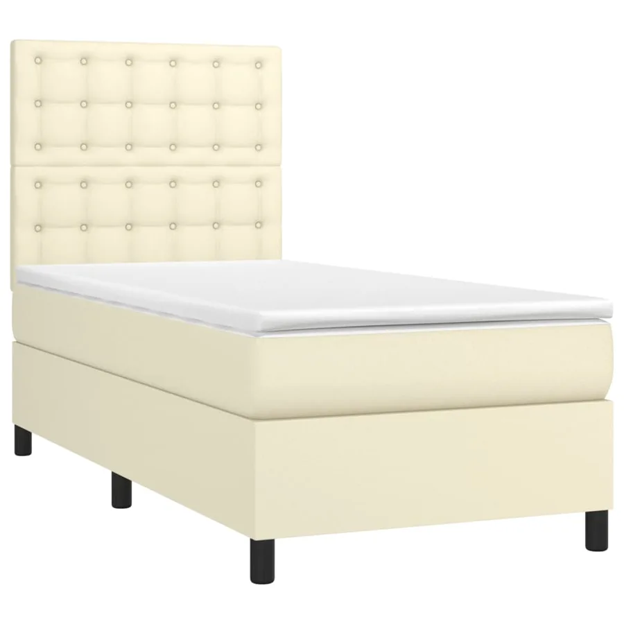 Sommier à lattes de lit avec matelas et LED Crème 90x190 cm - 3