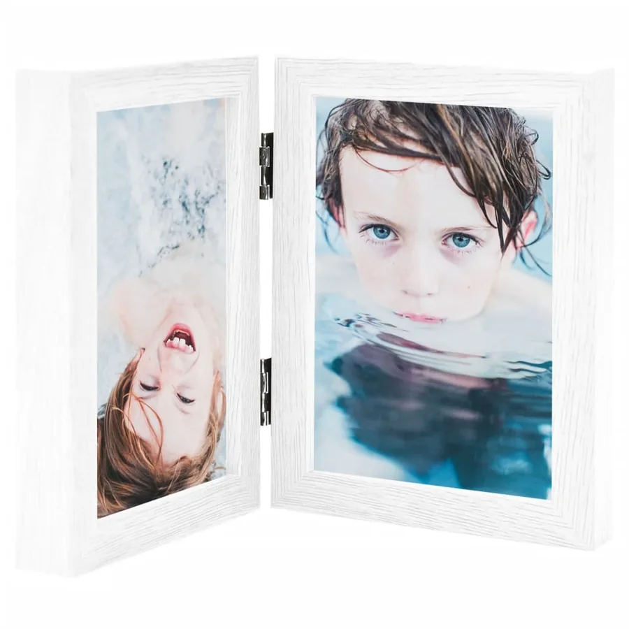 Cadre photo dépliable en deux Blanc 2x(13x18 cm)