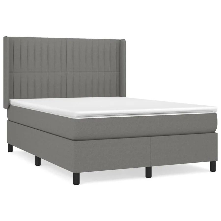 Sommier à lattes de lit avec matelas Gris foncé 140x190cm Tissu - 2