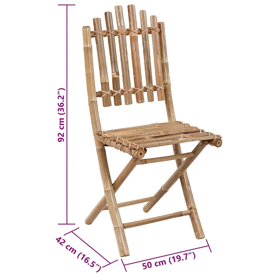 Mobilier à dîner d'extérieur pliable 5 pcs avec coussins bambou - 14