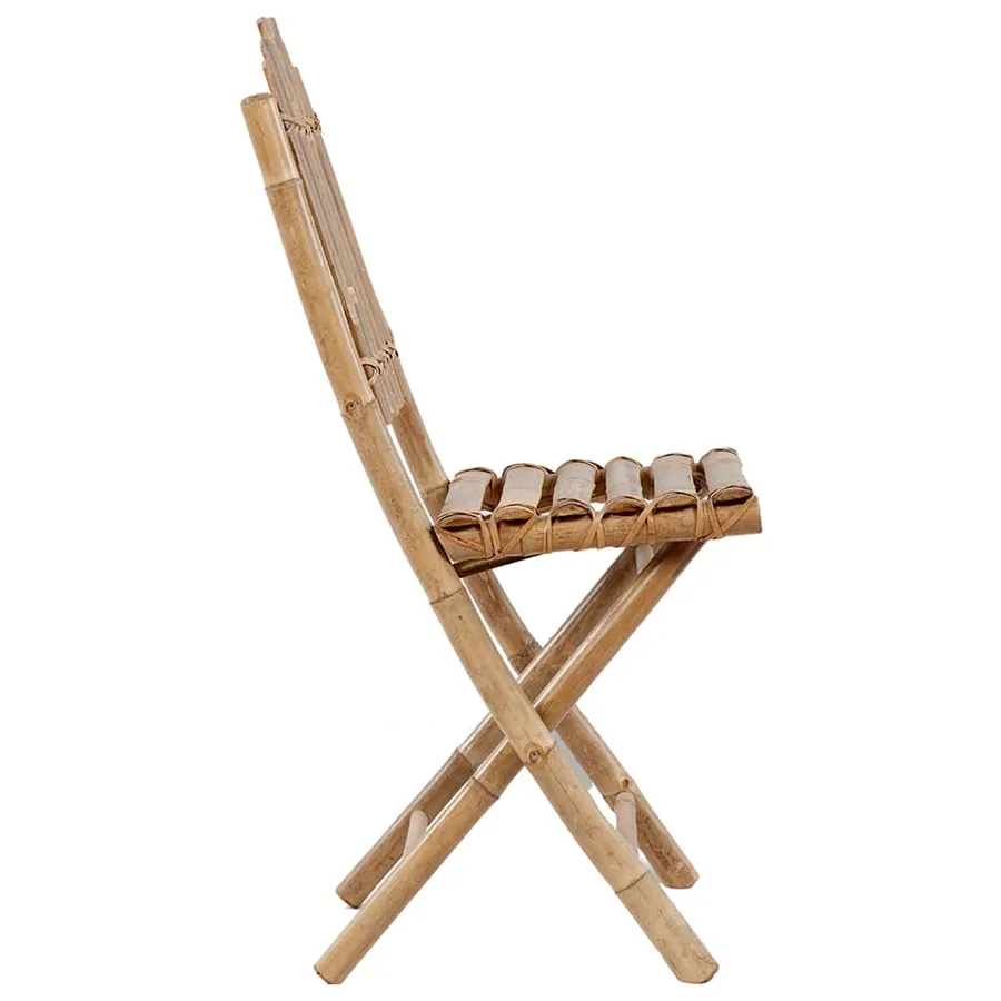 Mobilier à dîner d'extérieur pliable 5 pcs avec coussins bambou - 6