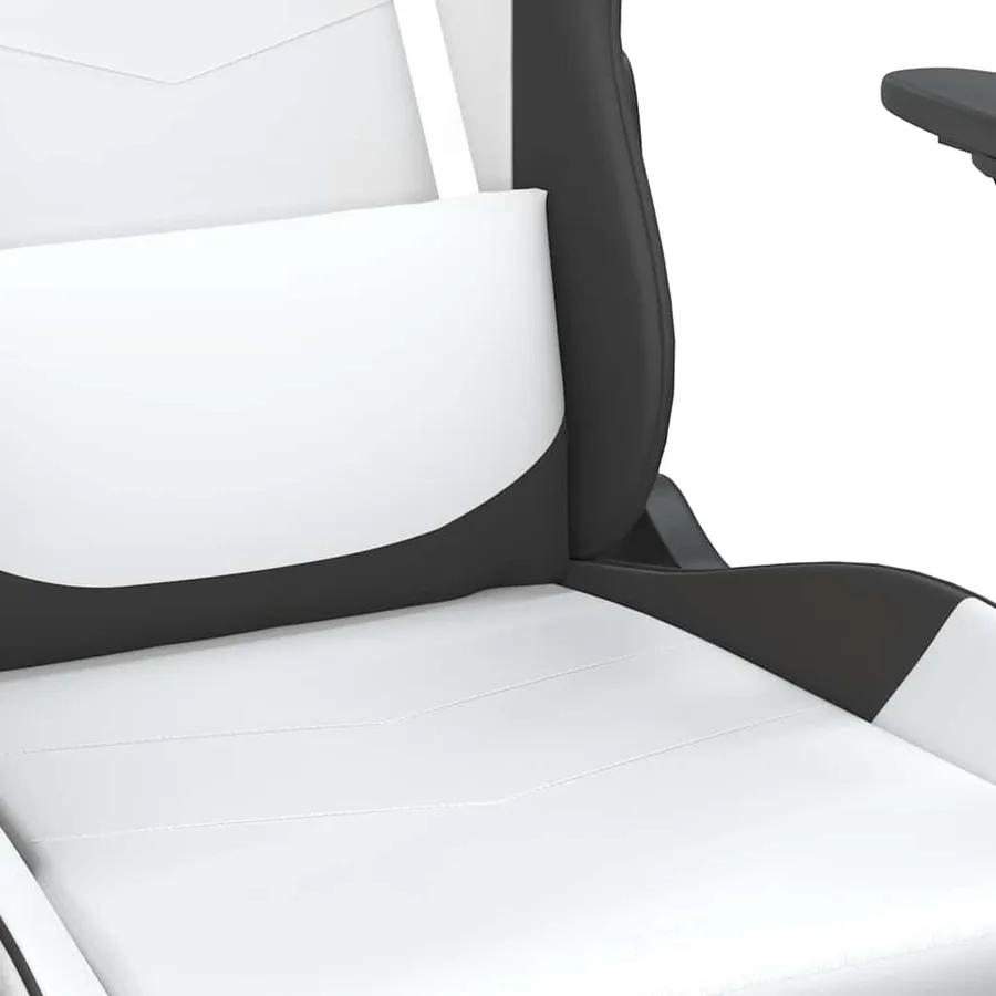 Chaise de jeu de massage avec repose-pied Blanc&Noir Similicuir - 9