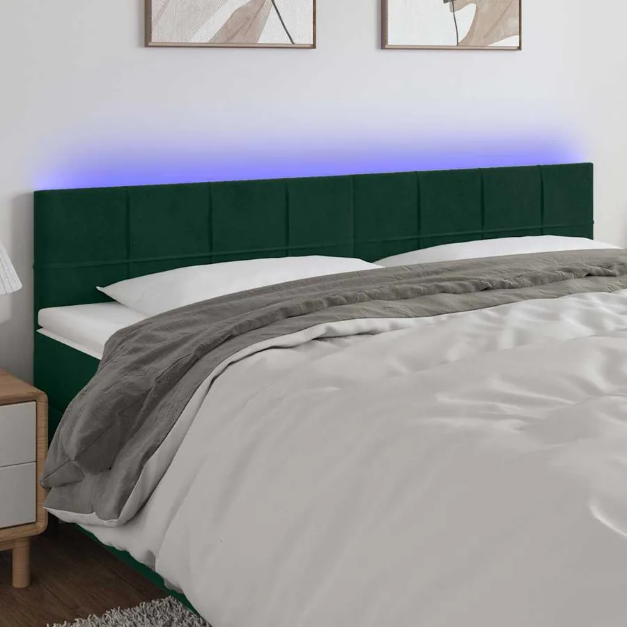 Tête de lit à LED Vert foncé 180x5x78/88 cm Velours