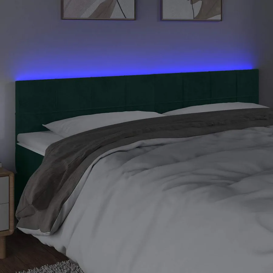Tête de lit à LED Vert foncé 180x5x78/88 cm Velours - 3