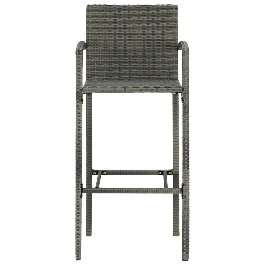 Tabourets de bar lot de 2 gris résine tressée - 3