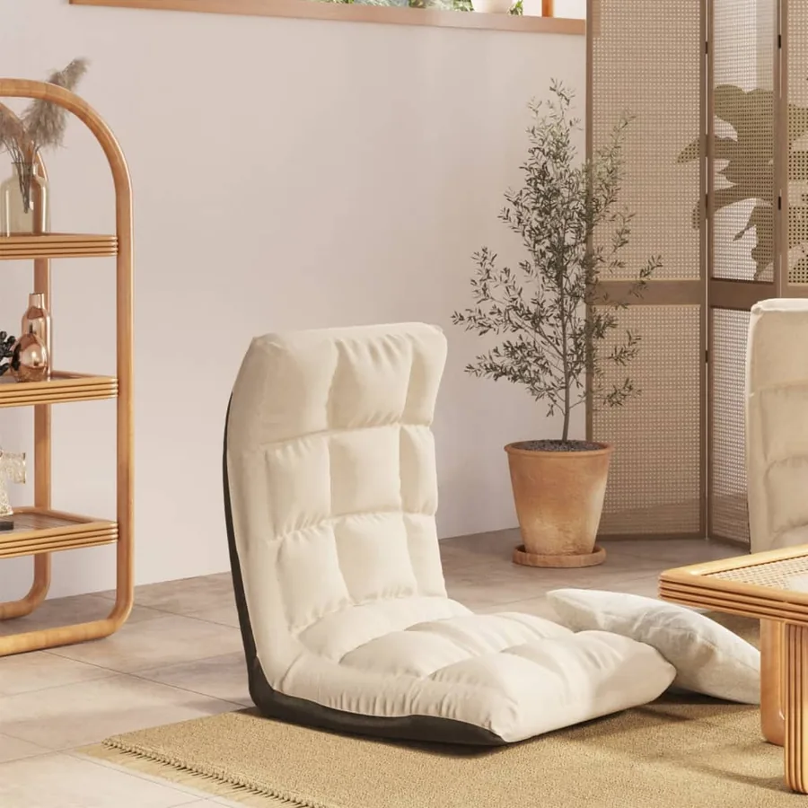 Chaise pliable de sol Crème Tissu