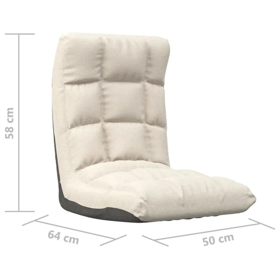 Chaise pliable de sol Crème Tissu - 10