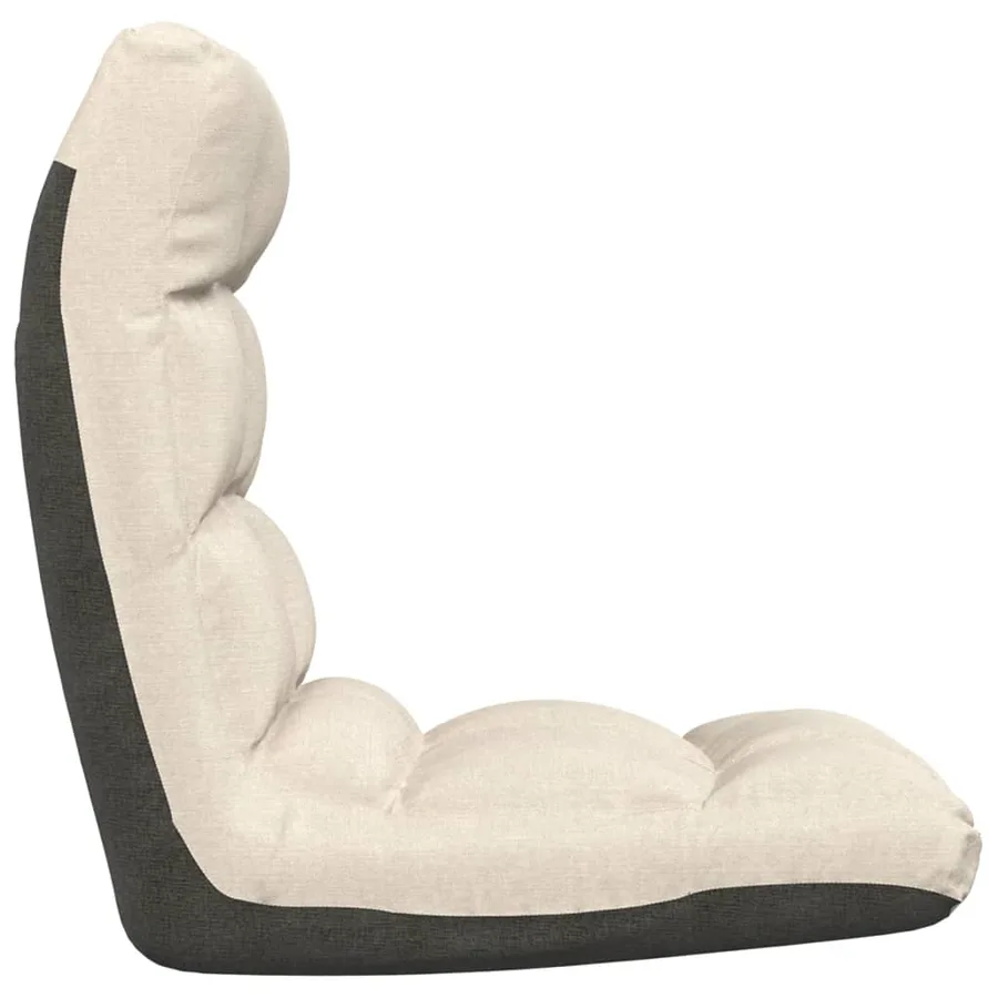 Chaise pliable de sol Crème Tissu - 4