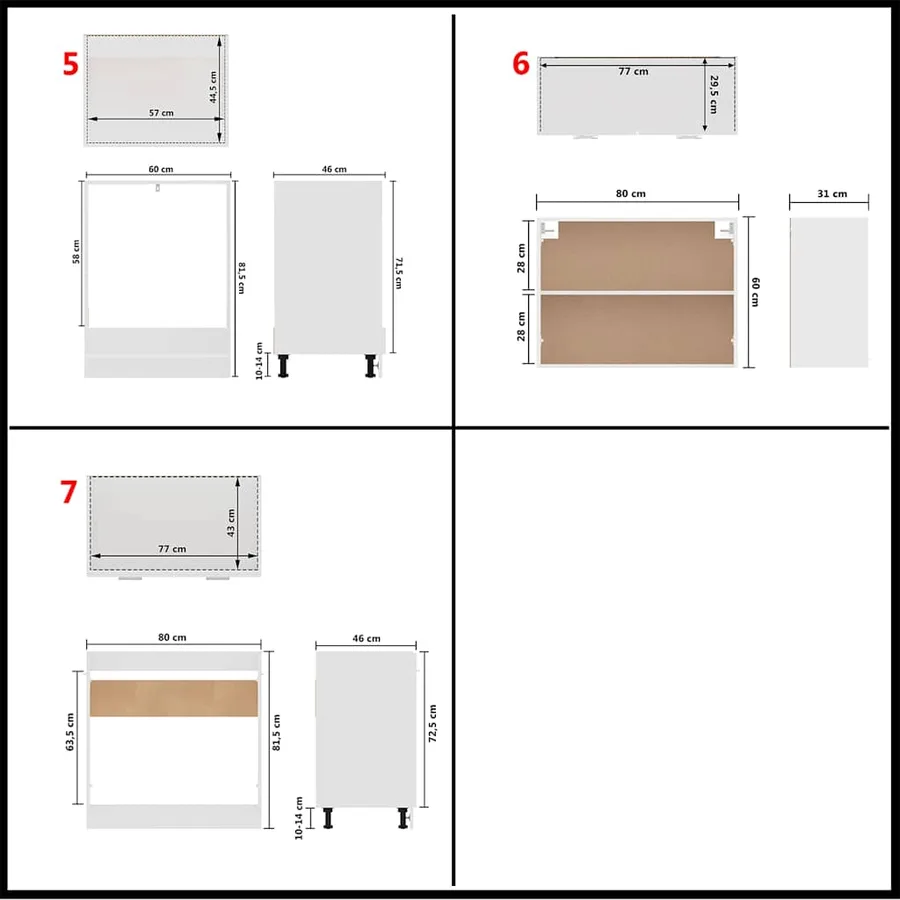 Ensemble de 7 meubles de cuisine "Lyon" en bois d'ingénierie blanc - 11
