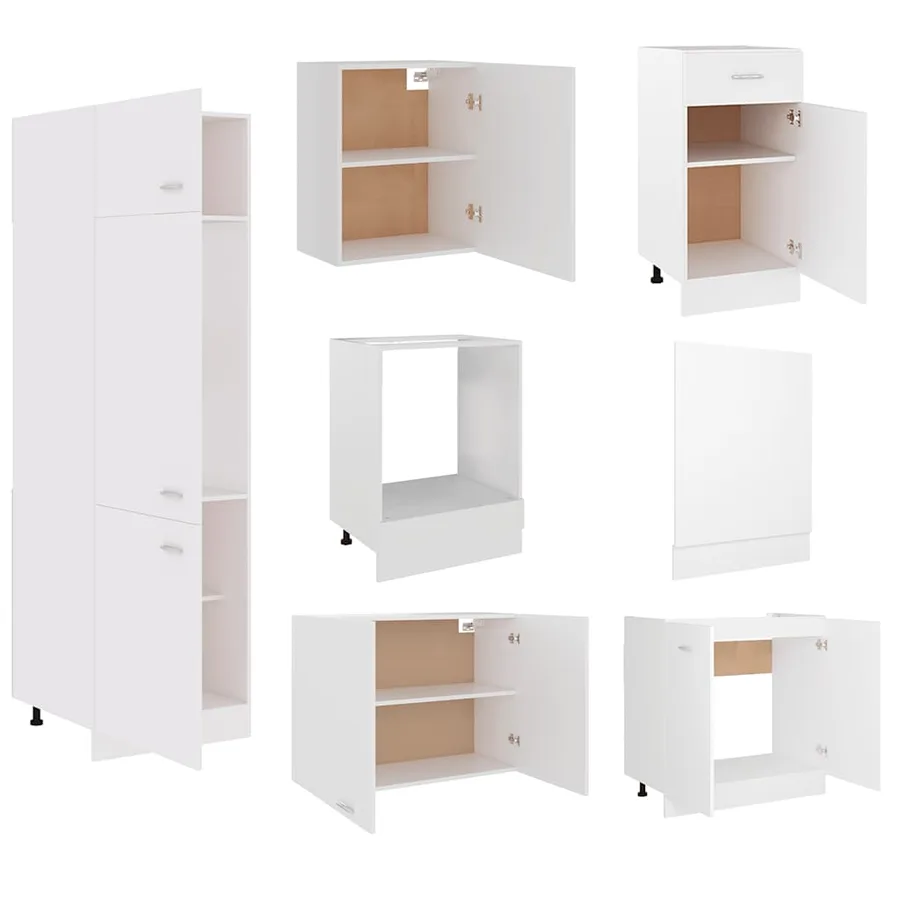 Ensemble de 7 meubles de cuisine "Lyon" en bois d'ingénierie blanc - 5