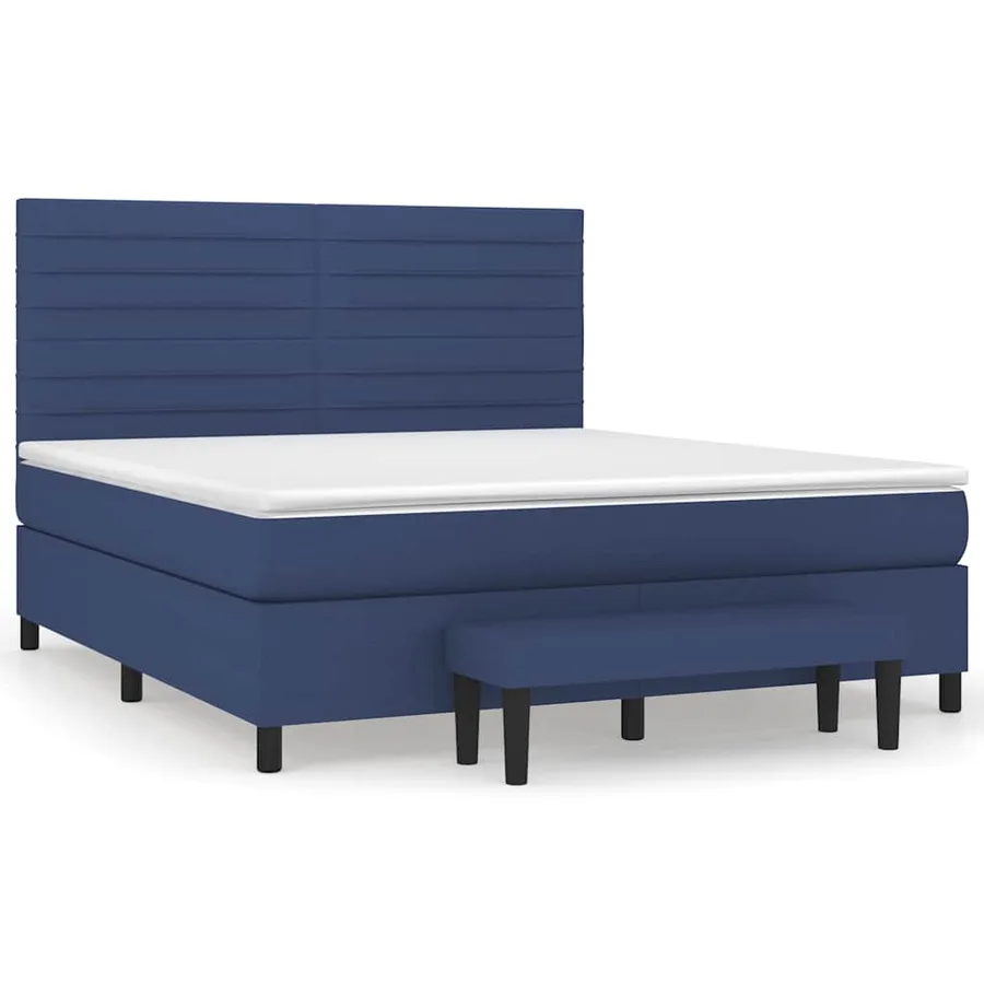 Sommier à lattes de lit avec matelas Bleu 180x200 cm Tissu - 2